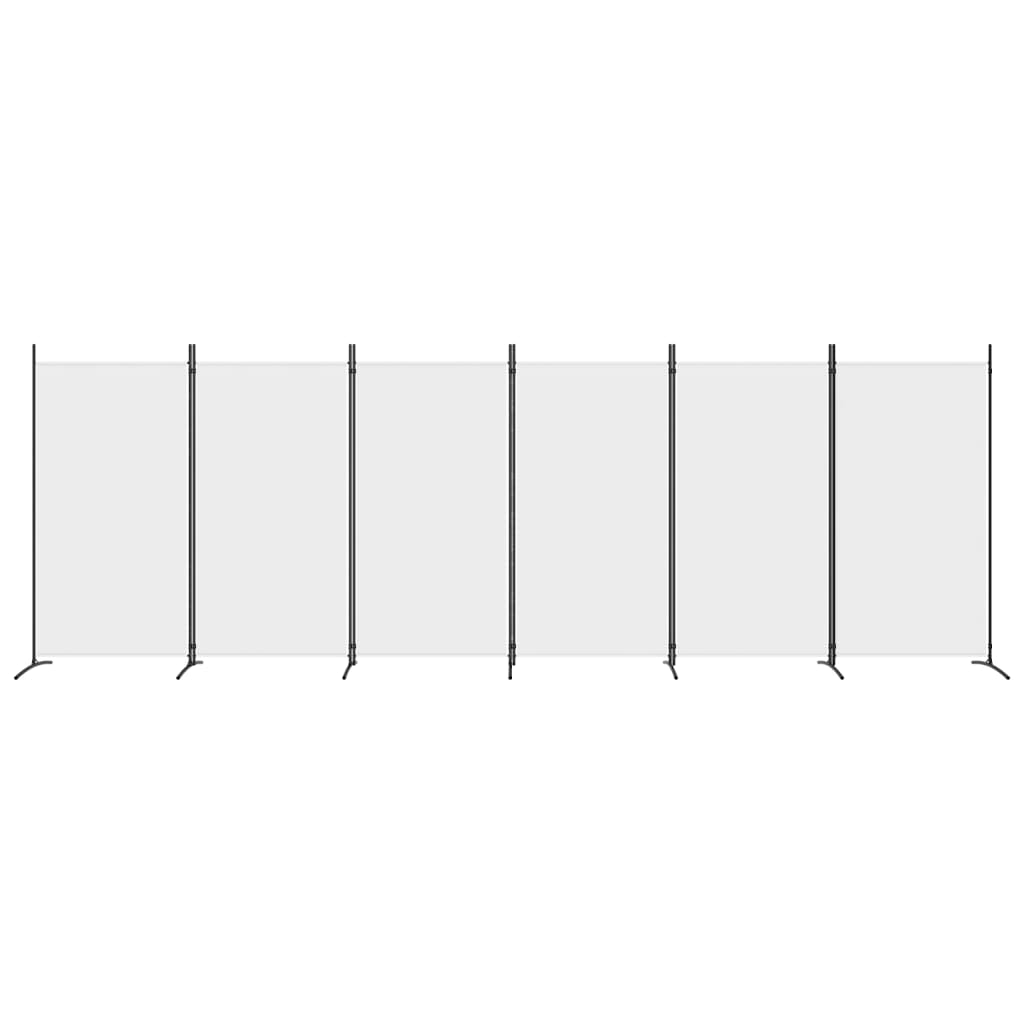 White Fabric 6-Panel Room Divider - 520x180 cm Privacy Screen