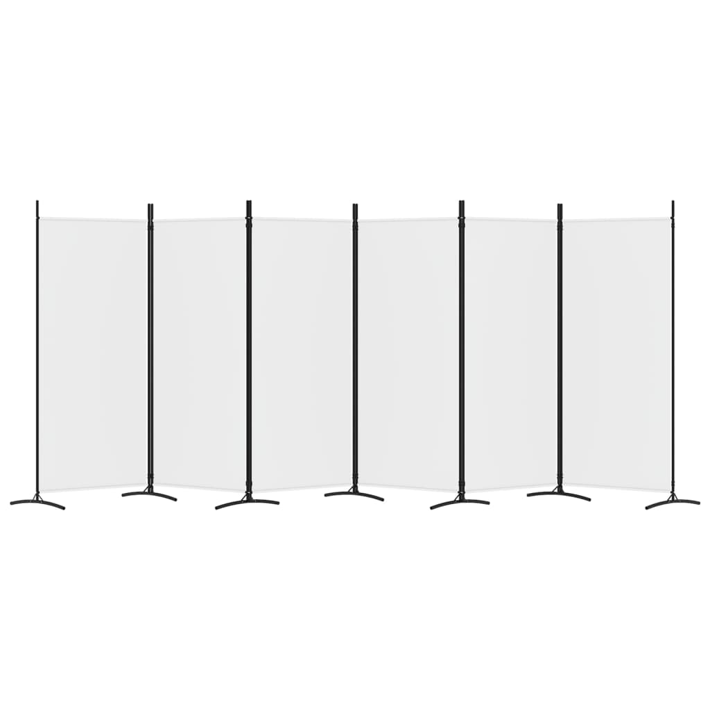 White Fabric 6-Panel Room Divider - 520x180 cm Privacy Screen