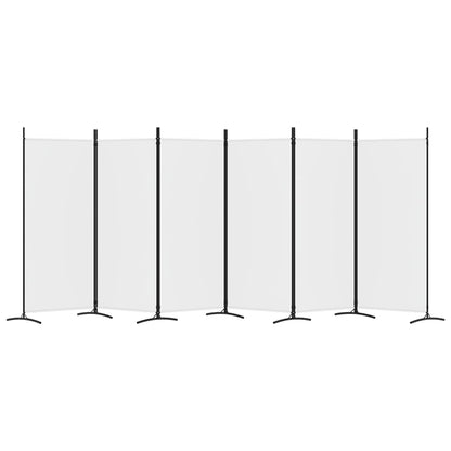 White Fabric 6-Panel Room Divider - 520x180 cm Privacy Screen