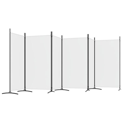 White Fabric 6-Panel Room Divider - 520x180 cm Privacy Screen