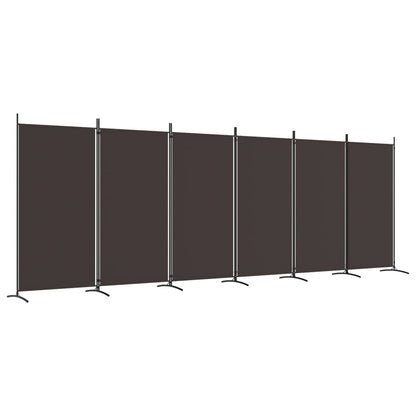 Brown 6-Panel Fabric Room Divider - 520x180 cm Privacy Screen