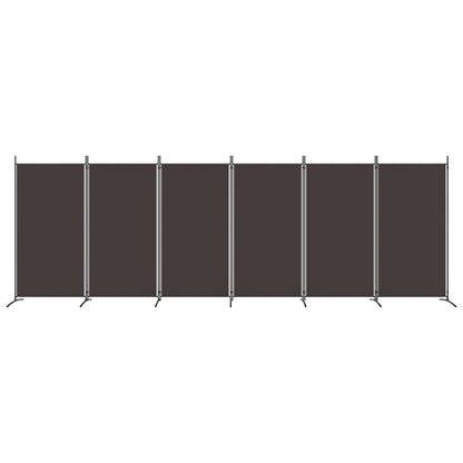 Brown 6-Panel Fabric Room Divider - 520x180 cm Privacy Screen