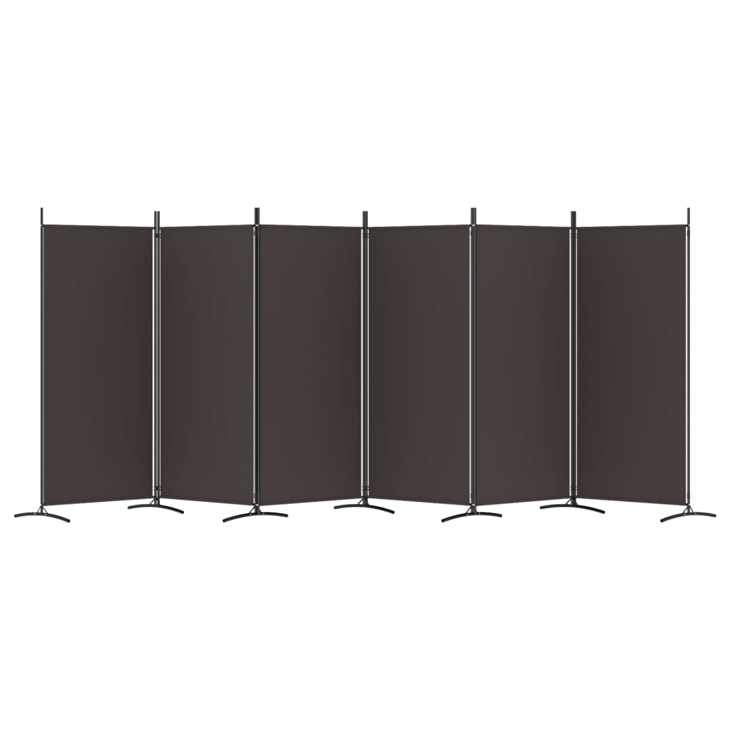 Brown 6-Panel Fabric Room Divider - 520x180 cm Privacy Screen