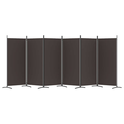 Brown 6-Panel Fabric Room Divider - 520x180 cm Privacy Screen