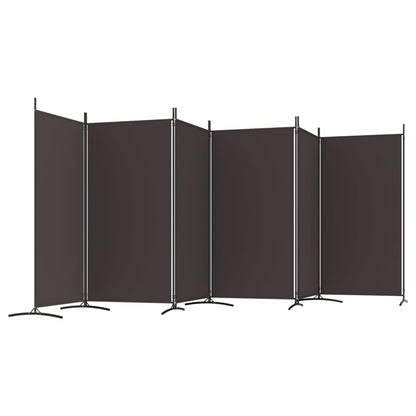 Brown 6-Panel Fabric Room Divider - 520x180 cm Privacy Screen