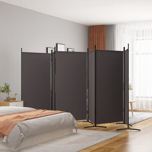Brown 6-Panel Fabric Room Divider - 520x180 cm Privacy Screen