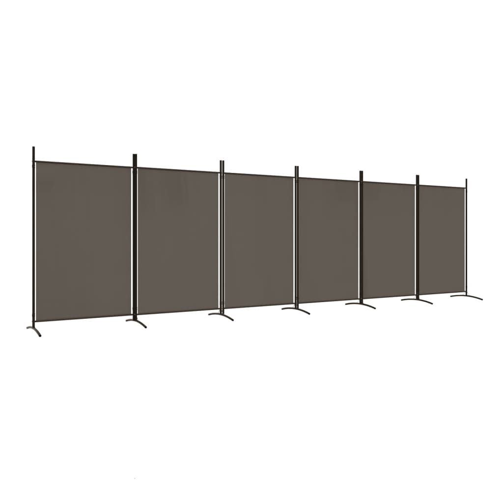 Anthracite 6-Panel Fabric Room Divider, 520x180 cm - Modern Privacy