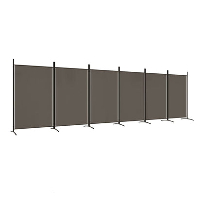 Anthracite 6-Panel Fabric Room Divider, 520x180 cm - Modern Privacy