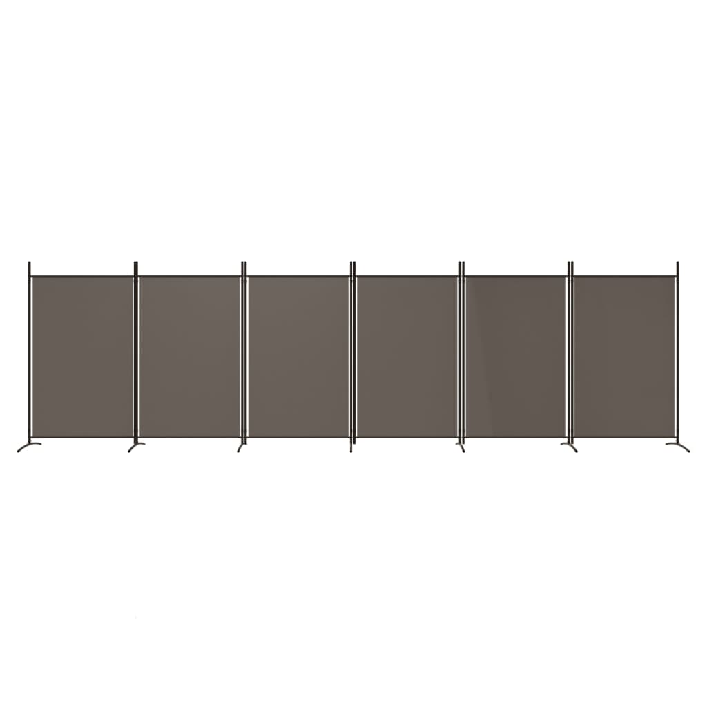 Anthracite 6-Panel Fabric Room Divider, 520x180 cm - Modern Privacy