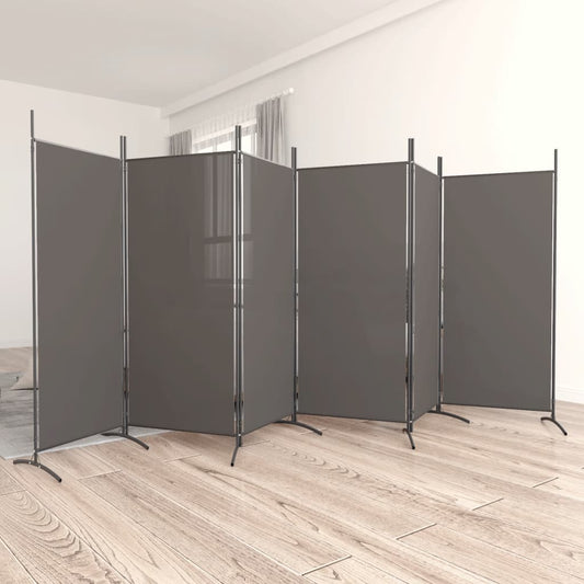 Anthracite 6-Panel Fabric Room Divider, 520x180 cm - Modern Privacy