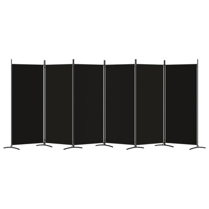 Elegant 6-Panel Black Fabric Room Divider, 520x180 cm
