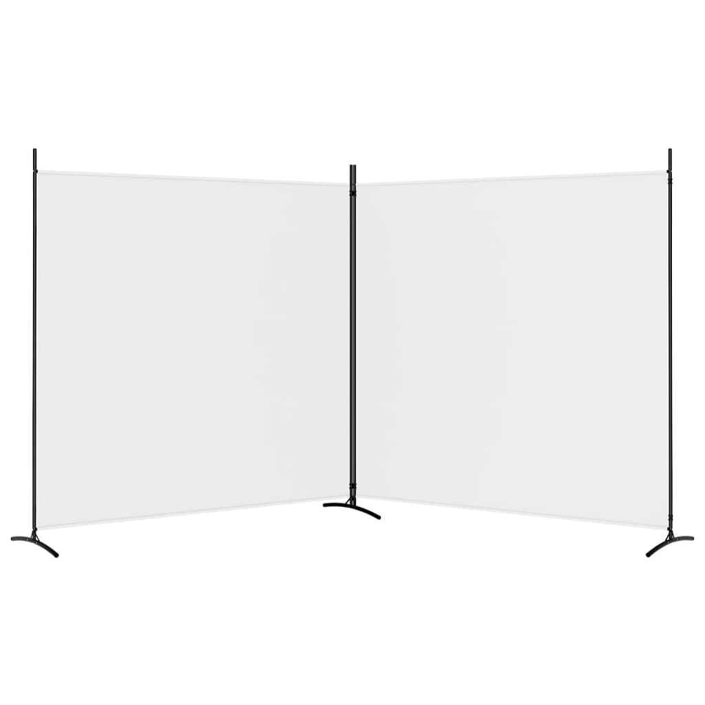 2-Panel White Fabric Room Divider, 348x180 cm