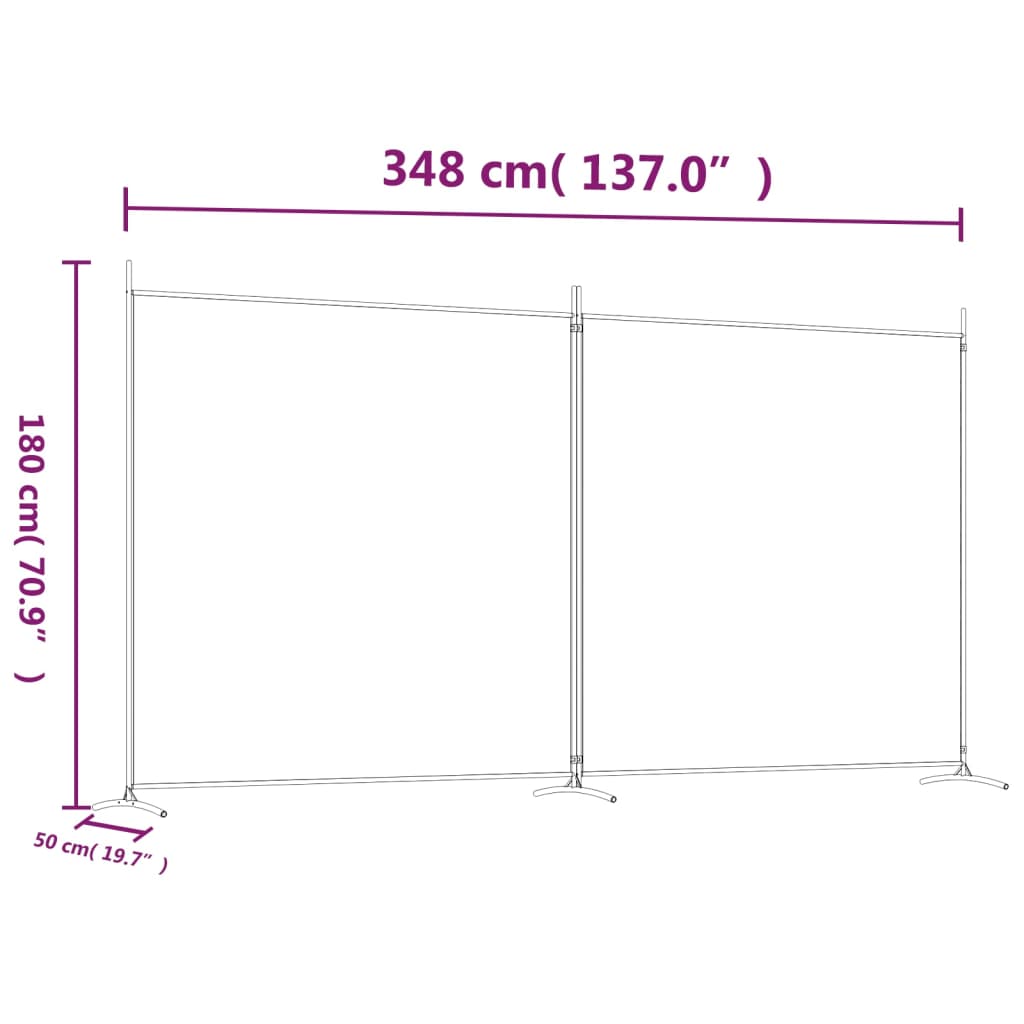 Brown Fabric 2-Panel Room Divider, 348x180 cm Elegant Privacy Screen
