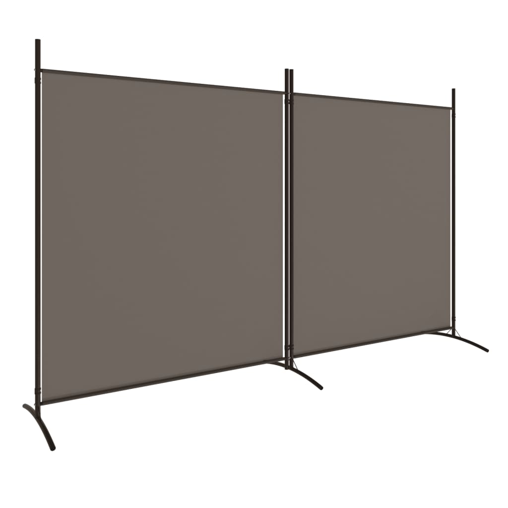 Anthracite Fabric 2-Panel Room Divider, 348x180 cm