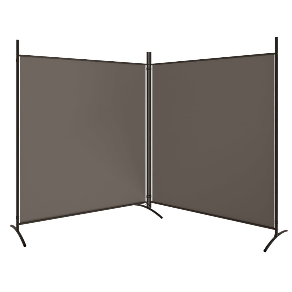 Anthracite Fabric 2-Panel Room Divider, 348x180 cm