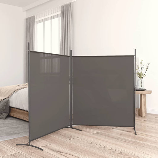 Anthracite Fabric 2-Panel Room Divider, 348x180 cm