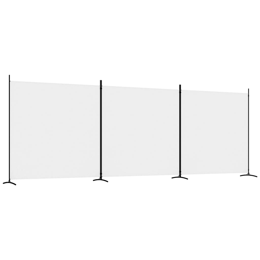 White Fabric 3-Panel Room Divider, 525x180 cm - Stylish & Functional