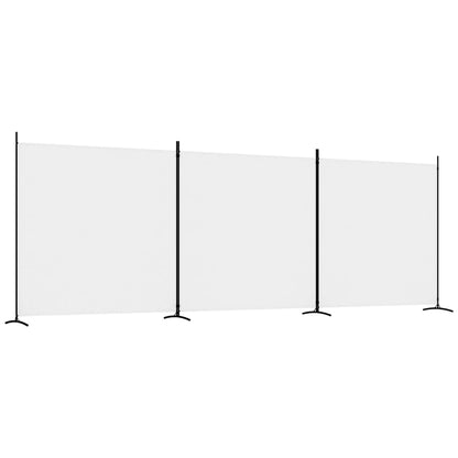 White Fabric 3-Panel Room Divider, 525x180 cm - Stylish & Functional
