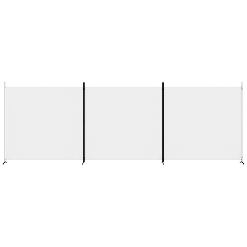 White Fabric 3-Panel Room Divider, 525x180 cm - Stylish & Functional