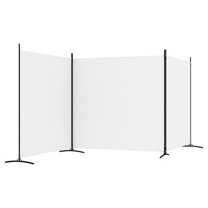 White Fabric 3-Panel Room Divider, 525x180 cm - Stylish & Functional