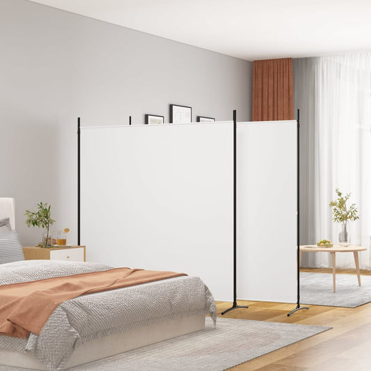 White Fabric 3-Panel Room Divider, 525x180 cm - Stylish & Functional