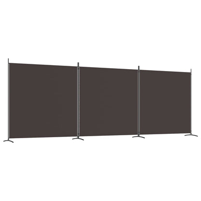 Elegant Brown 3-Panel Fabric Room Divider - 525x180 cm