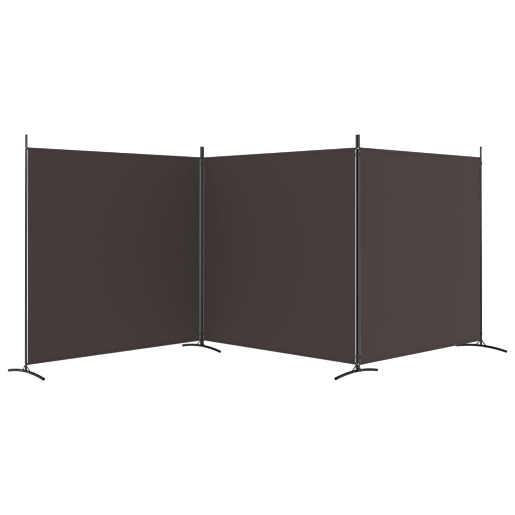 Elegant Brown 3-Panel Fabric Room Divider - 525x180 cm