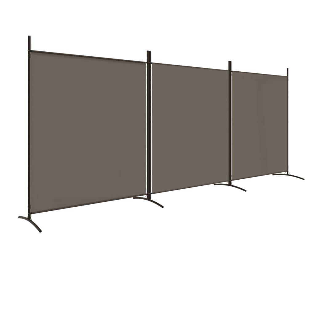 Anthracite Fabric 3-Panel Room Divider - 525x180 cm Partition Screen