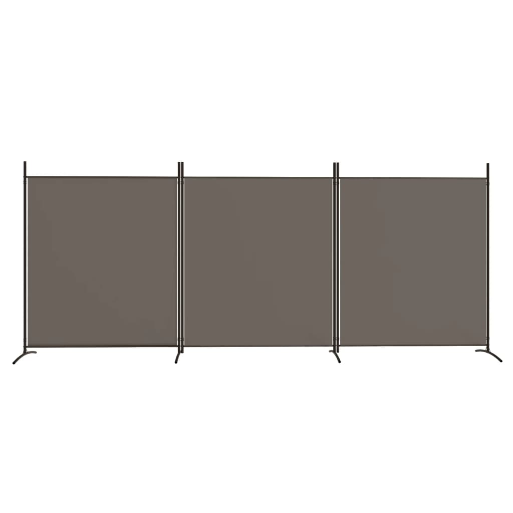 Anthracite Fabric 3-Panel Room Divider - 525x180 cm Partition Screen