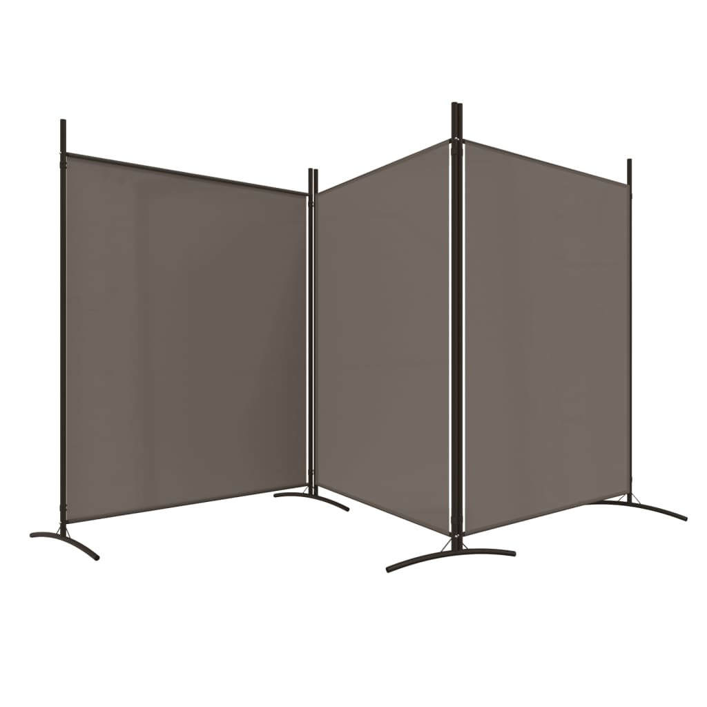 Anthracite Fabric 3-Panel Room Divider - 525x180 cm Partition Screen