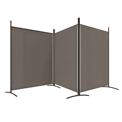 Anthracite Fabric 3-Panel Room Divider - 525x180 cm Partition Screen