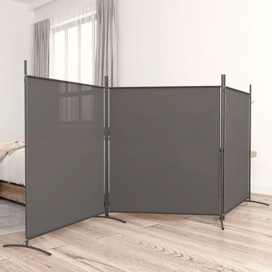 Anthracite Fabric 3-Panel Room Divider - 525x180 cm Partition Screen