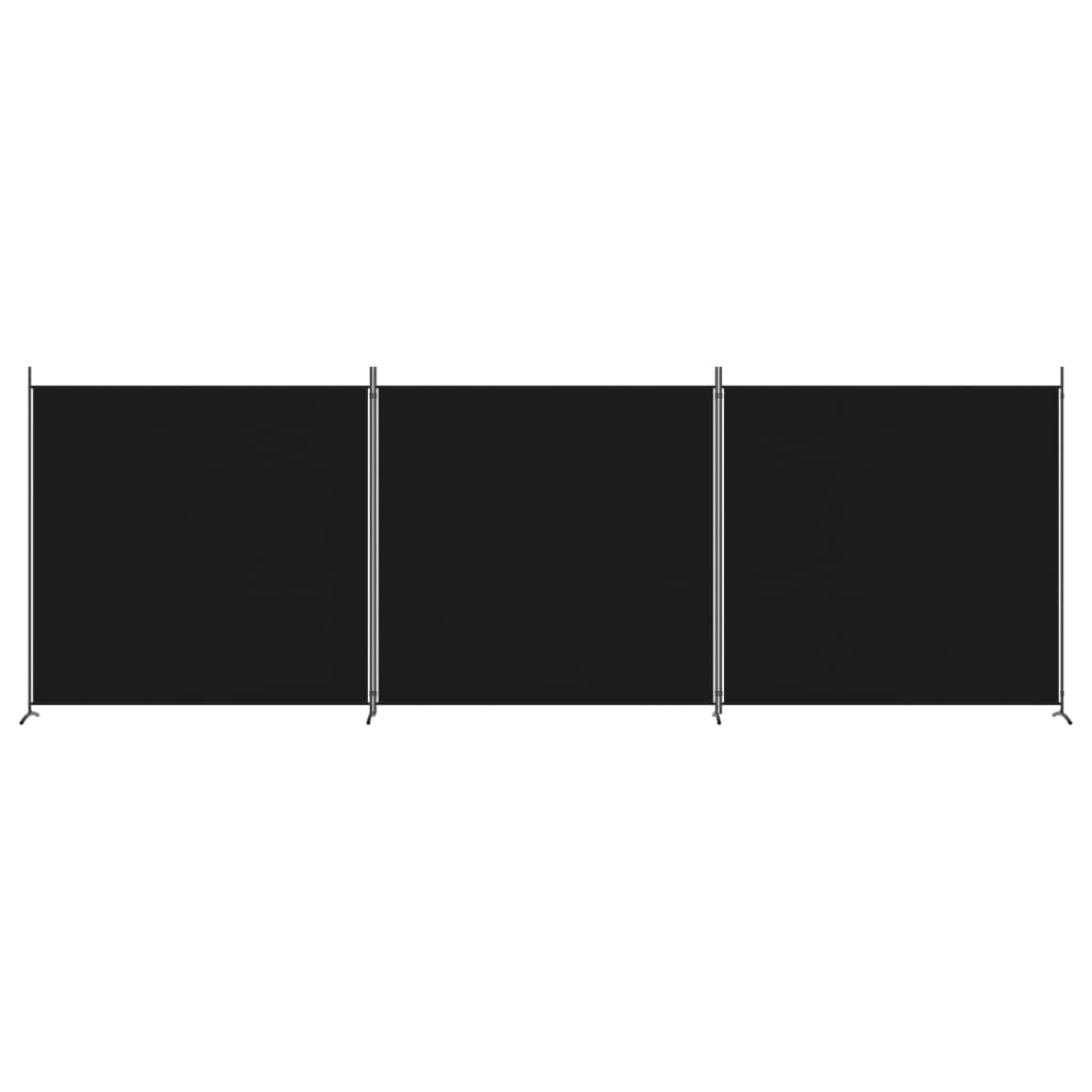 Black Fabric 3-Panel Room Divider, 525x180 cm - Elegant Privacy Screen