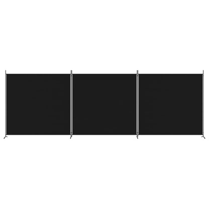 Black Fabric 3-Panel Room Divider, 525x180 cm - Elegant Privacy Screen