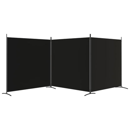 Black Fabric 3-Panel Room Divider, 525x180 cm - Elegant Privacy Screen