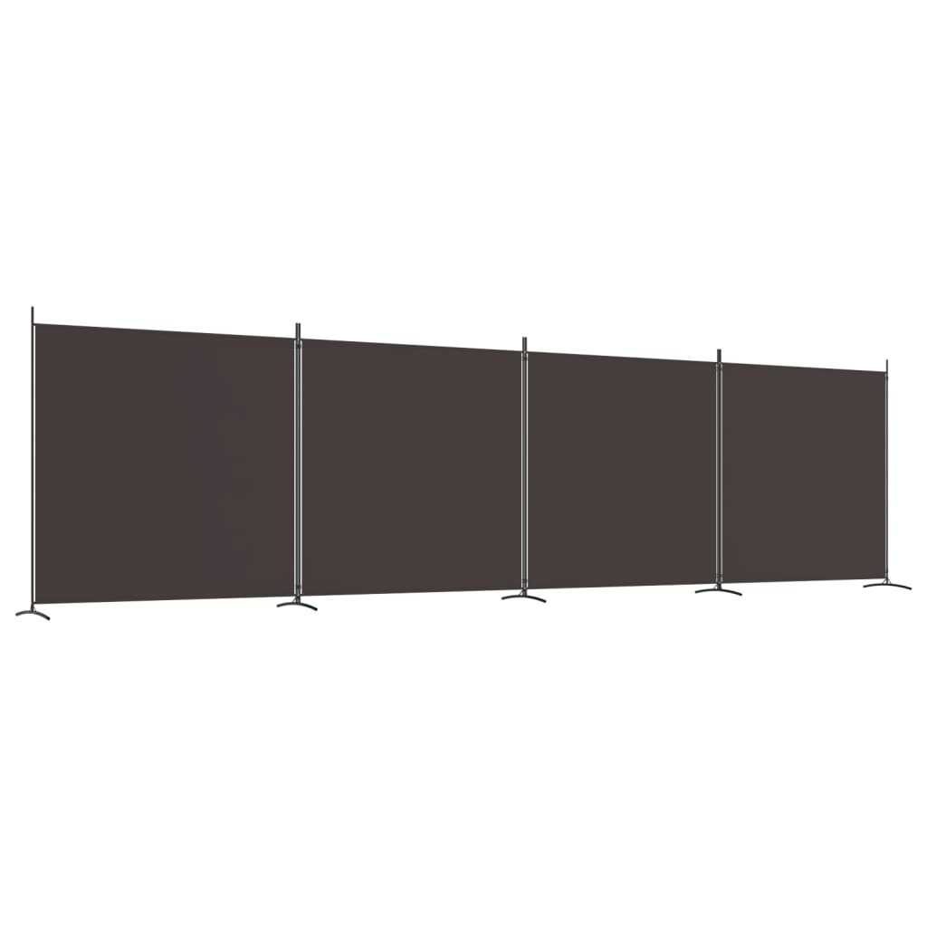 Elegant 4-Panel Brown Fabric Room Divider - 698x180 cm