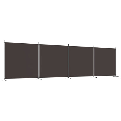 Elegant 4-Panel Brown Fabric Room Divider - 698x180 cm