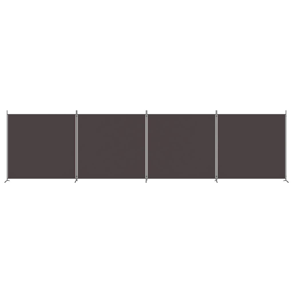 Elegant 4-Panel Brown Fabric Room Divider - 698x180 cm