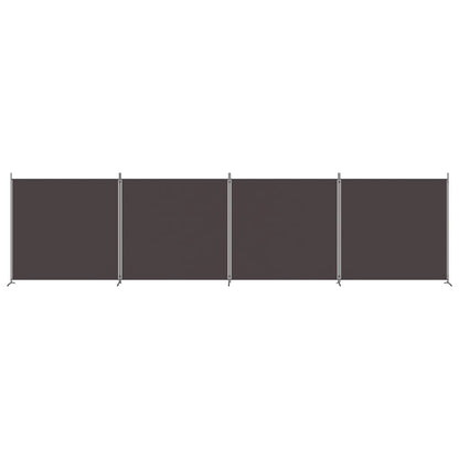 Elegant 4-Panel Brown Fabric Room Divider - 698x180 cm