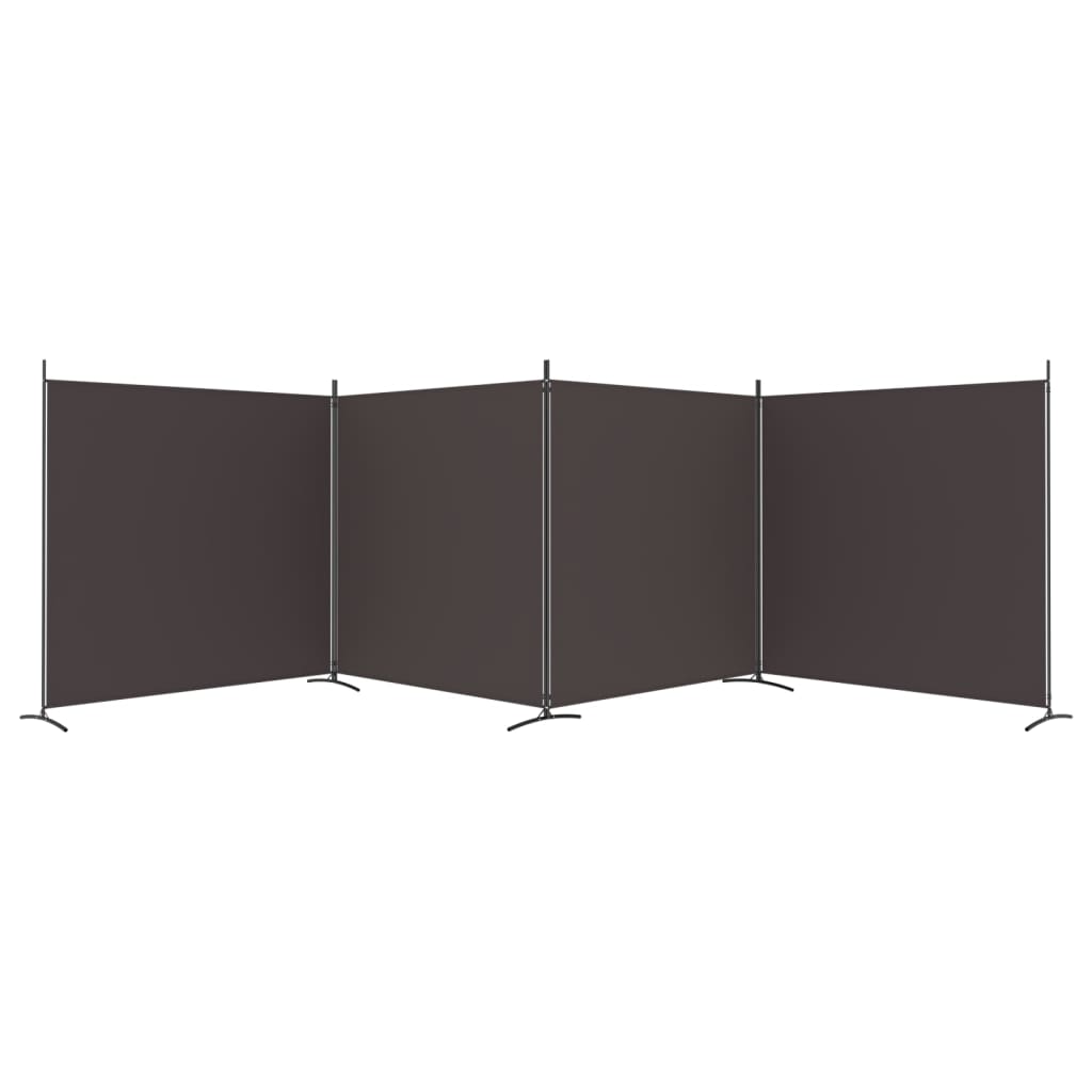 Elegant 4-Panel Brown Fabric Room Divider - 698x180 cm
