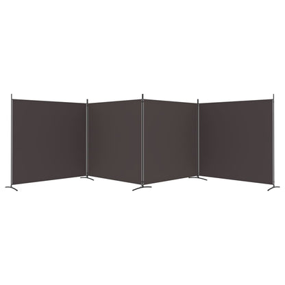 Elegant 4-Panel Brown Fabric Room Divider - 698x180 cm