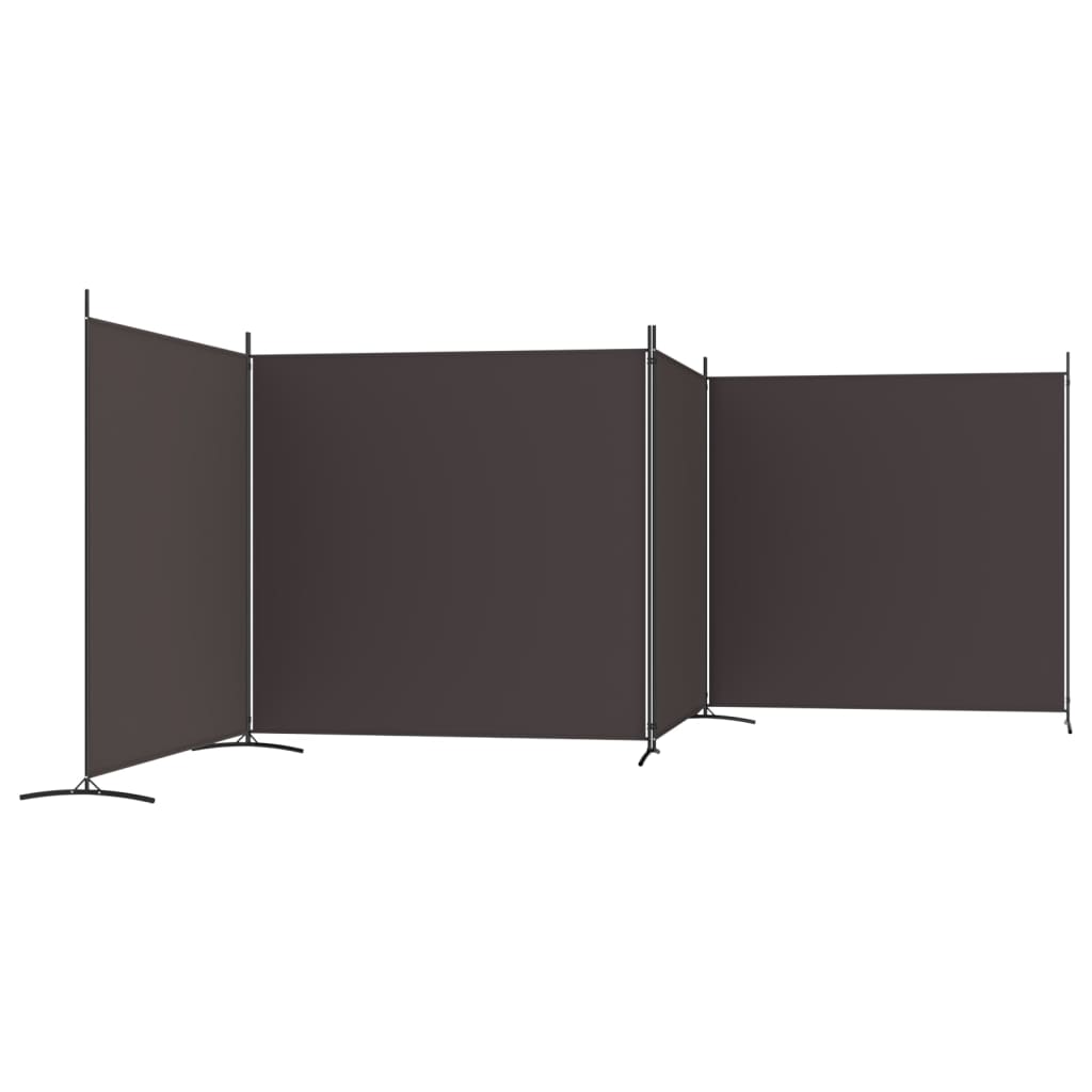 Elegant 4-Panel Brown Fabric Room Divider - 698x180 cm