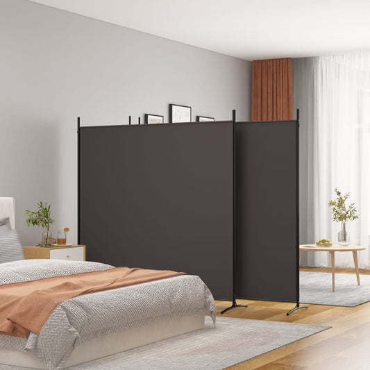 Elegant 4-Panel Brown Fabric Room Divider - 698x180 cm