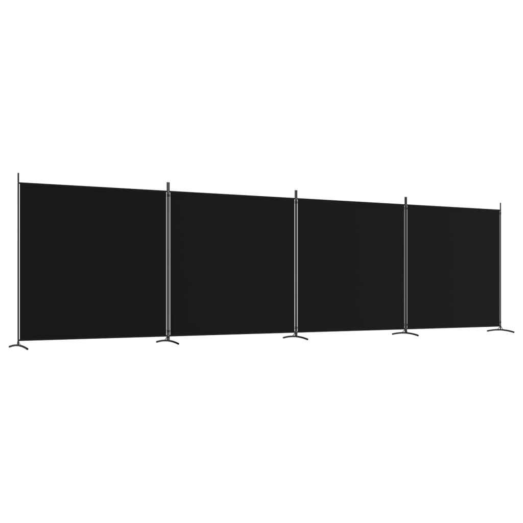 Elegant Black Fabric 4-Panel Room Divider - 698x180 cm