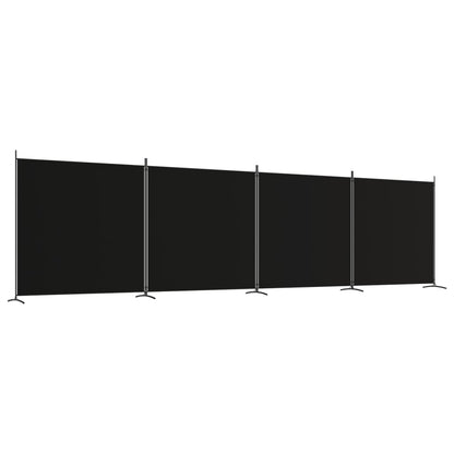 Elegant Black Fabric 4-Panel Room Divider - 698x180 cm