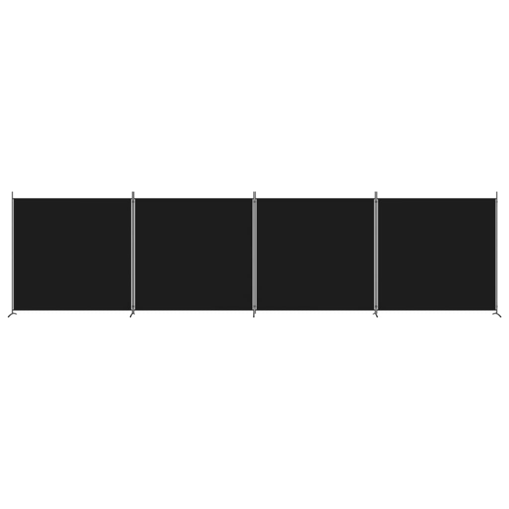 Elegant Black Fabric 4-Panel Room Divider - 698x180 cm