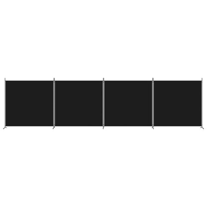 Elegant Black Fabric 4-Panel Room Divider - 698x180 cm