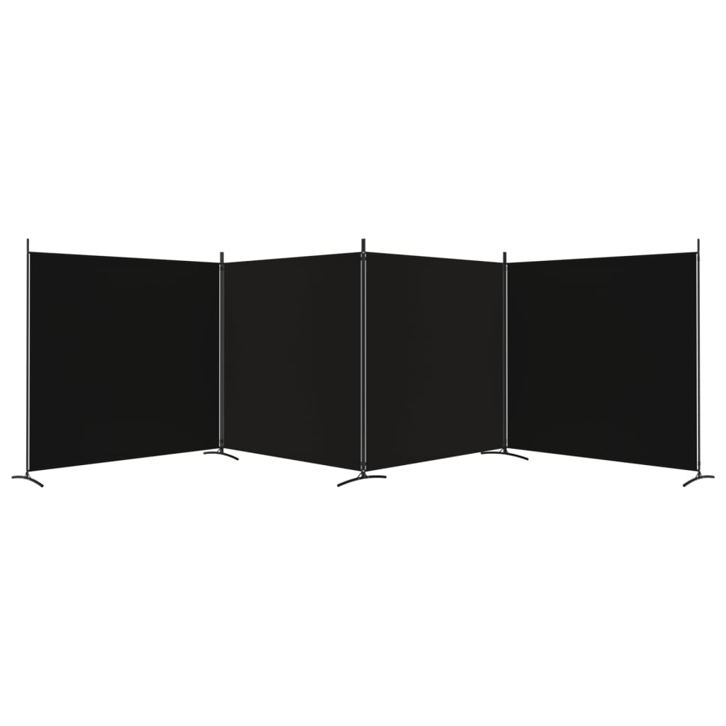 Elegant Black Fabric 4-Panel Room Divider - 698x180 cm