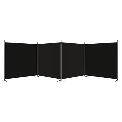 Elegant Black Fabric 4-Panel Room Divider - 698x180 cm