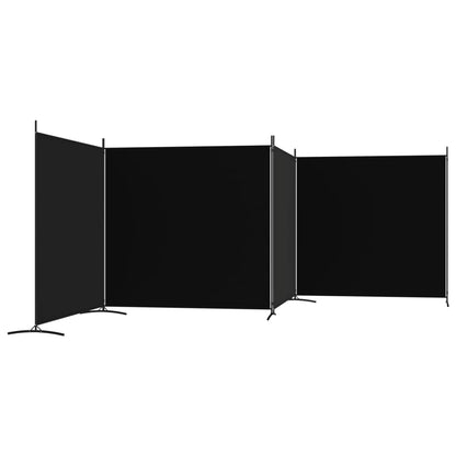 Elegant Black Fabric 4-Panel Room Divider - 698x180 cm